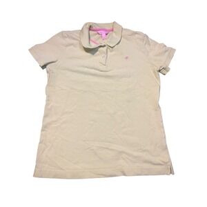 Lilly Pulitzer Polo Shirt Short Sleeve  Yellow Sz S resort tropical pima cotton